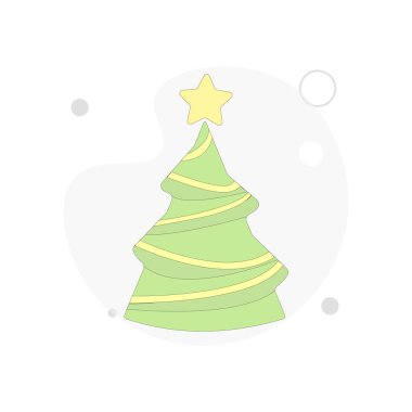 Beyaz zemin üzerinde noel ağacı vektör düz illüstrasyon