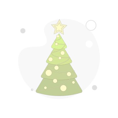Beyaz zemin üzerinde noel ağacı vektör düz illüstrasyon