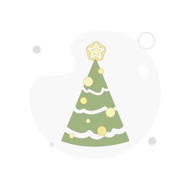 Beyaz zemin üzerinde noel ağacı vektör düz illüstrasyon