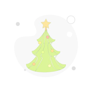 Beyaz zemin üzerinde noel ağacı vektör düz illüstrasyon