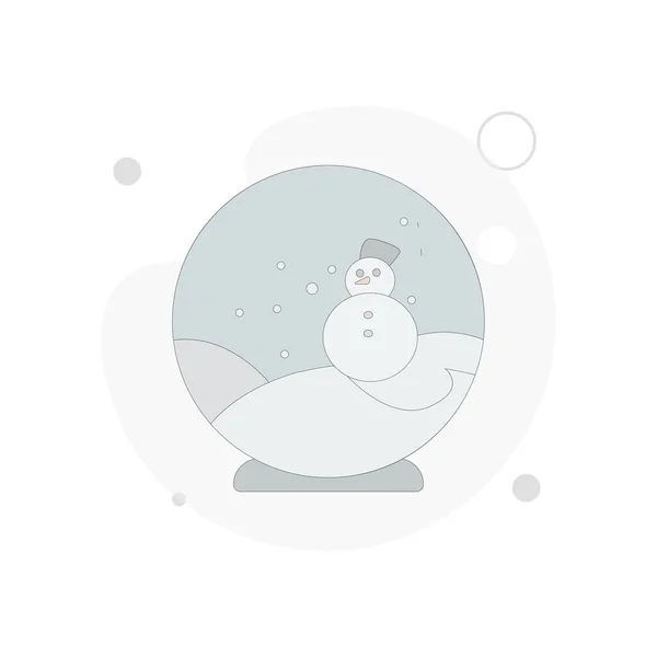 Globe Neige Avec Vecteur Bonhomme Neige Illustration Plate Sur Fond — Image vectorielle