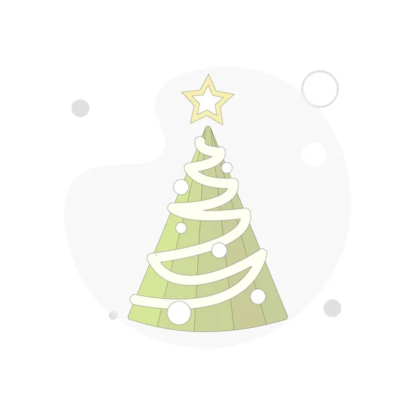 Christmas Tree Vector Flat Illustration White Background — Stock Vector