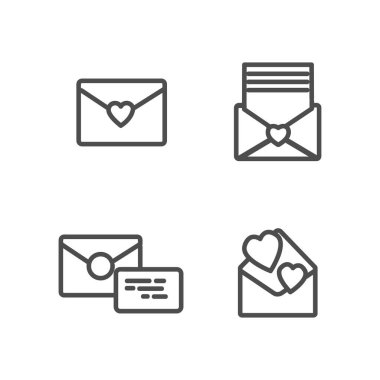 Uzun gölgeli kalp çizgisi simgesi olan zarf. aşk iletileri