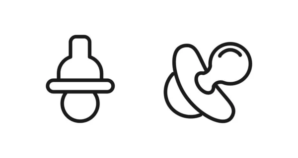 Baby Dummy Line Icon Set Babyattrappe — Stockvektor