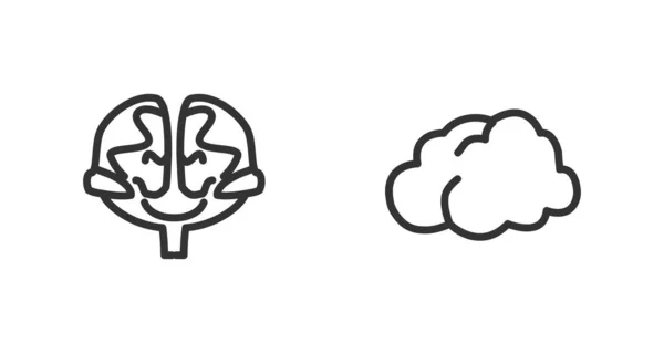 Ensemble Icônes Cérébrales Cerveau Humain — Image vectorielle