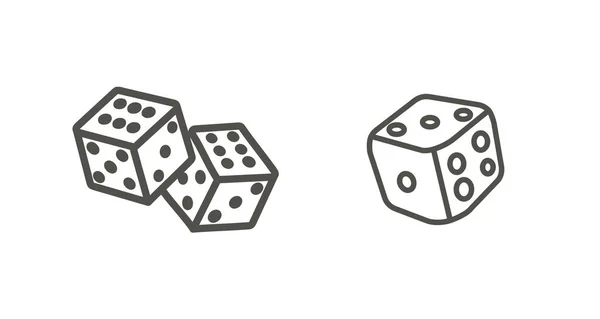 Dés Cubes Ligne Icône Ensemble Jouer Des Dés — Image vectorielle