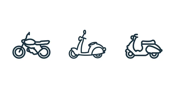 Motorrad Linie Icon Set Sportbike Roller — Stockvektor