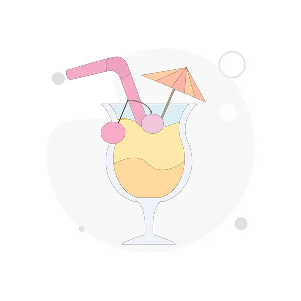 Cocktail Mit Schirmvektor Flache Abbildung Auf Weißem Hintergrund — Stockvektor