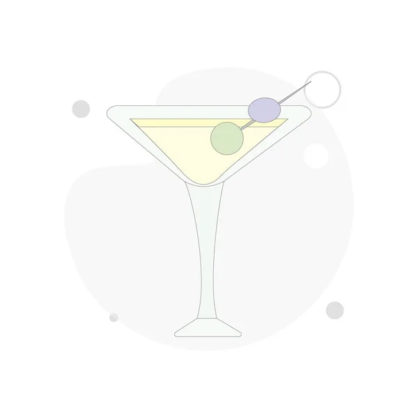 Cocktail Con Vettoriale Olive Illustrazione Piatta Sfondo Bianco — Vettoriale Stock