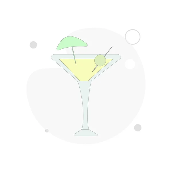 Cocktail Mit Oliven Vektor Flache Abbildung Auf Weißem Hintergrund — Stockvektor