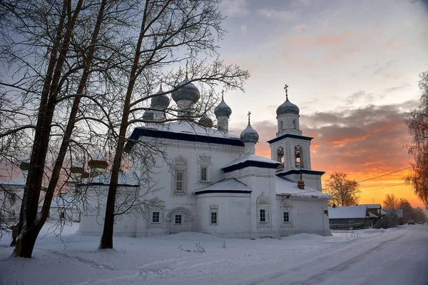 Igreja Natividade Virgem Maria Abençoada Kargopol Inverno Foto Alta Qualidade — Fotografia de Stock