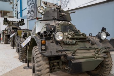 Bovington. Dorset. Birleşik Krallık. 9 Şubat 2020. Dorset 'teki Tank Müzesi' nde bir dağ gelinciği zırhlı aracı sergileniyor.