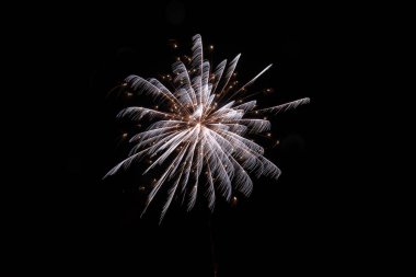 Gökyüzünde uzun süre havai fişek gösterisi.