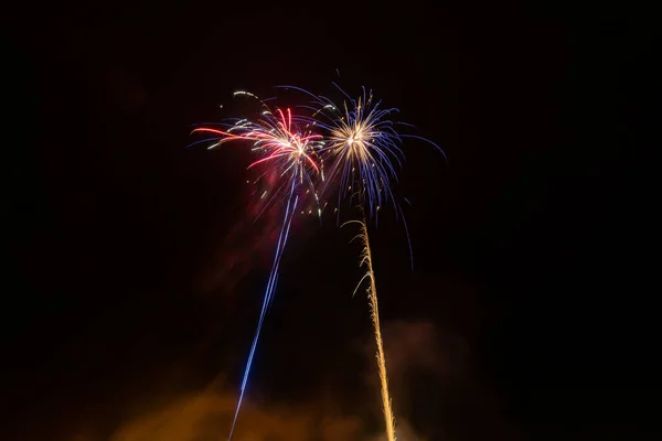 Longa Exposição Fogos Artifício Céu — Fotografia de Stock