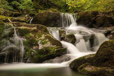 Exmoor Ulusal Parkı 'ndaki Watersmeet' te Hoar Oak Nehri 'nde uzun süre bir şelale görüldü.