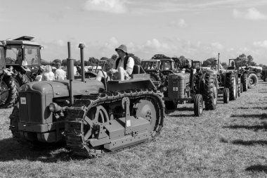 Drayton.Somerset.United kingdom.August 19th 2023.A restored Fordson Major on tracks is on show at a Yesterdays Farming event clipart