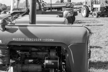 Drayton.Somerset.United kingdom.August 19th 2023.A restored Massey Ferguson 35 is on show at a Yesterdays Farming event clipart