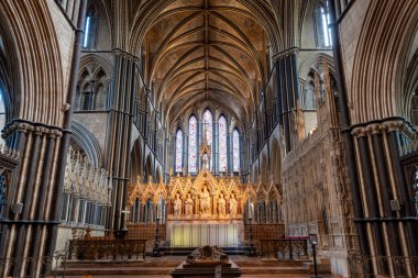 Worcester. Worcestershire. Birleşik Krallık. 4. 2025. Kral John 'un mezarının fotoğrafı Worcester katedralinde.