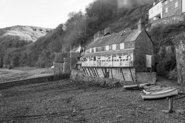Clovelly. Devon. Birleşik Krallık. 19 Ocak 2024 Kuzey Devon kıyısındaki Clovelly Köyü 'nden.