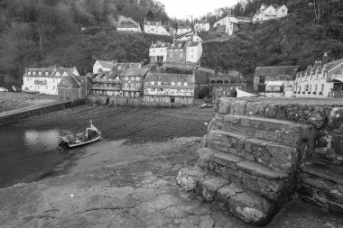 Clovelly. Devon. Birleşik Krallık. 19 Ocak 2024 Kuzey Devon kıyısındaki Clovelly Köyü 'nden.