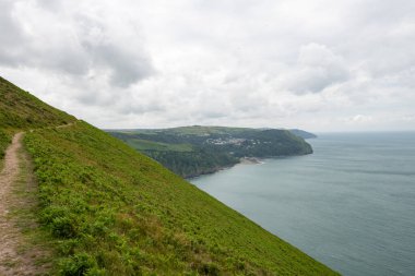 Devon 'daki Lynton ve Lynmouth Countisbury Hill' den görüntü