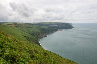 Devon 'daki Lynton ve Lynmouth Countisbury Hill' den görüntü