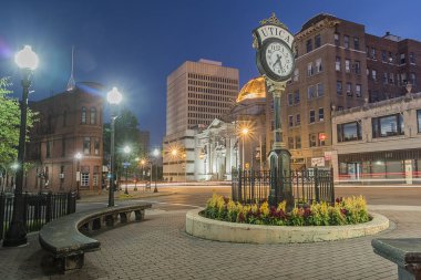 UTICA, NY, USA - SEP. 23, 2018: Historic Buildings in Lower Genesee Street Historic District in downtown Utica, New York State, USA. This area is a National Register of Historic Places. clipart