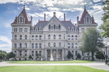 Albany, New York - 27 Eylül 2018: New York State Capitol Building Albany, New York Eyalet Meclisi ev.