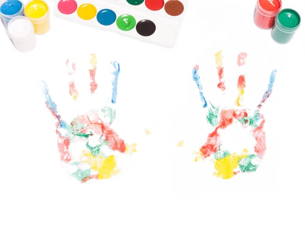 Отпечаток Цветных Пальцев Бумаге — стоковое фото