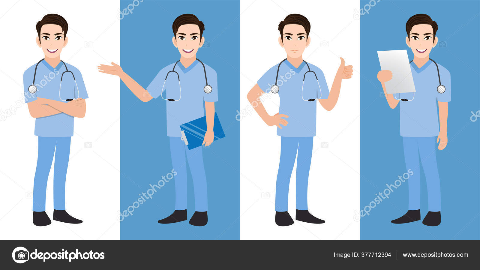 Equipe médica médicos masculinos e femininos personagens de desenhos  animados vector