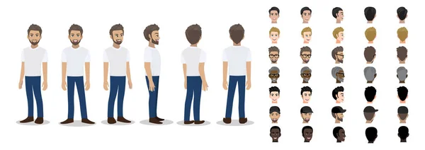 Personaje Dibujos Animados Con Hombre Camiseta Blanca Casual Para Animación — Vector de stock
