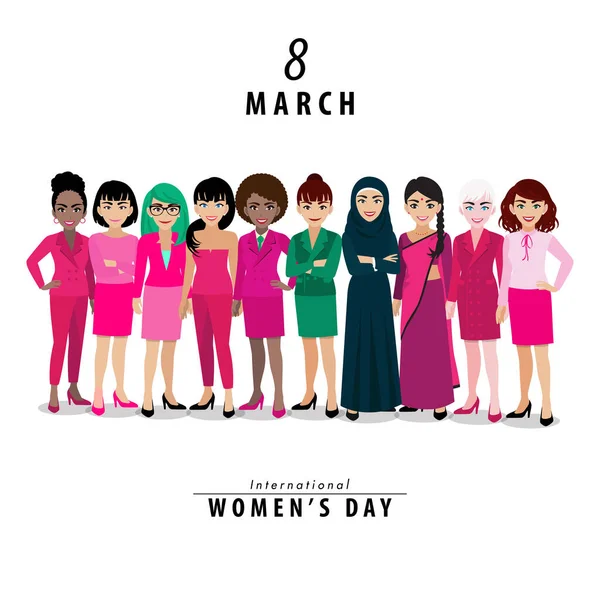 Internationale Vrouwendag Vector Sjabloon Met Voor Kaart Poster Flyer Andere — Stockvector