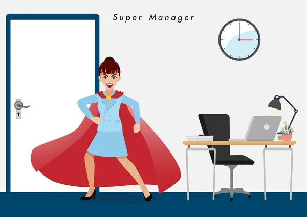 Businesswoman in superhero or super manager concept. Isolate business people filling martial in office background cartoon character or flat icon design vector
