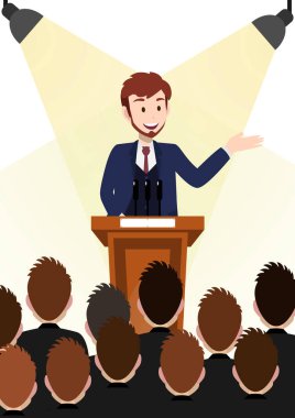 Podyum karakter tasarımı üzerine çalışan ve halka açık alanda bulunan iş adamı çizgi film karakteri.