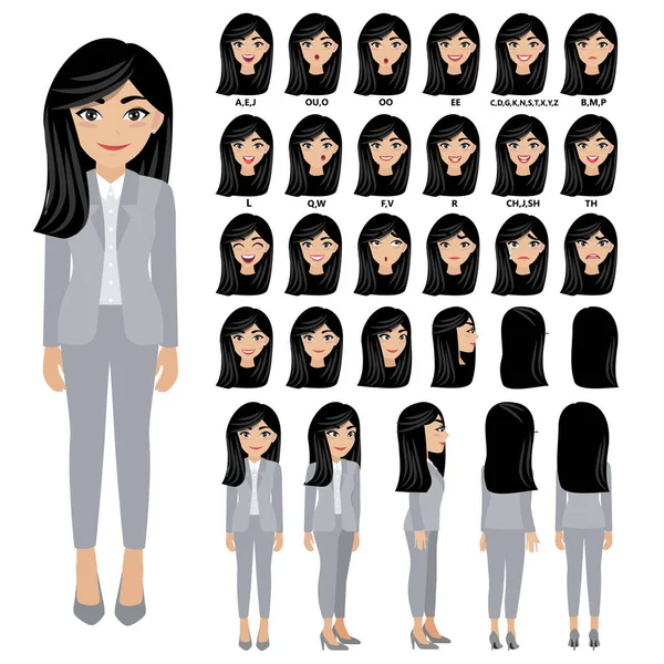 Personaje Dibujos Animados Con Mujer Negocios Traje Para Animación Carácter — Vector de stock