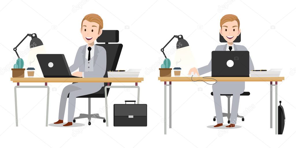 Cartoon character with businessman working character vector design.