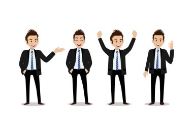 İş adamı çalışan karakter vektör tasarımlı çizgi film karakteri.