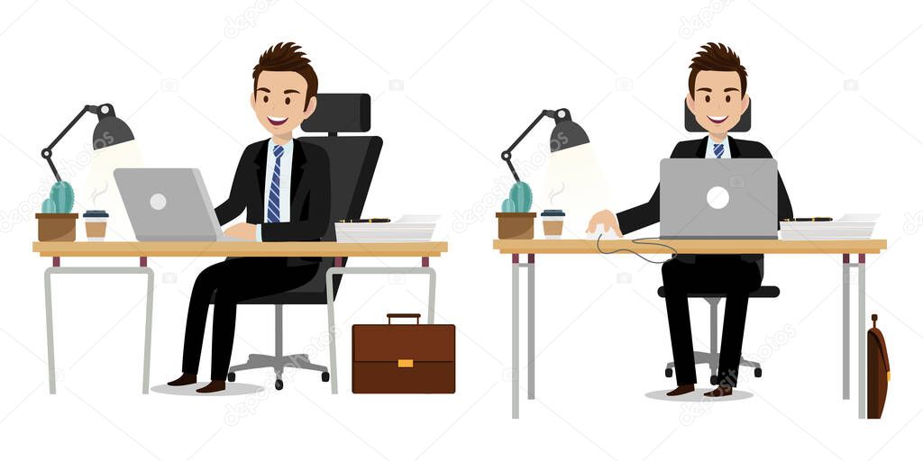 Cartoon character with businessman working character vector design.
