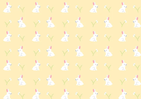 Симпатичный Кролик Швов Иллюстрация Смешных Пасхальных Кроликов Пасхальными Яйцами Весенним — стоковый вектор