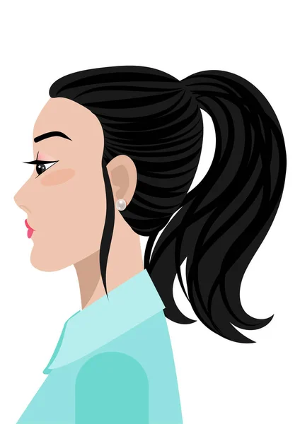 Cartoon Character Beautiful Lady Face Thinking Success Process Job Smart — Stock Vector