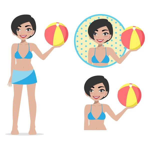 Sommerferien Zeichentrickfigur Strand Menschen Und Aktivitäten Entwerfen Vektor — Stockvektor