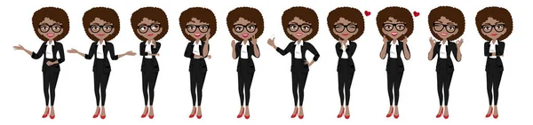 Personaje Businesswoman Dibujos Animados Businesswoman Diferentes Poses Set Vector Ilustración — Archivo Imágenes Vectoriales