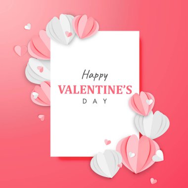 Sevgililer Günü Kağıt Sanatı Arka plan Origami Kalp Şekil Tasarım Vektörü