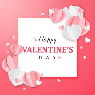 Sevgililer Günü Kağıt Sanatı Arka plan Origami Kalp Şekil Tasarım Vektörü