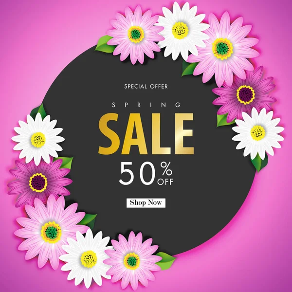 Spring Sale Baggrund Med Farverige Daisy Flower Blossom Design Vector – Stock-vektor