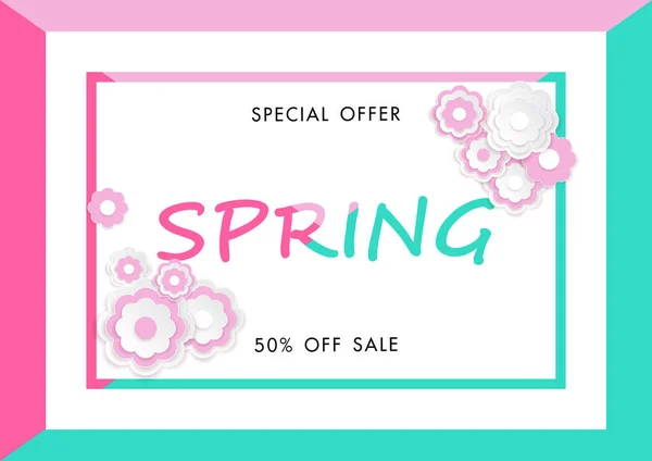 Frühlingsverkauf Hintergrund Mit Schönen Blume Vektorillustration Vorlage Banner Wallpaper Einladung — Stockvektor