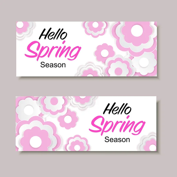 Frühlingsverkauf Hintergrund Mit Papier Schnittblume Vektor Illustration Vorlage Banner Wallpaper — Stockvektor