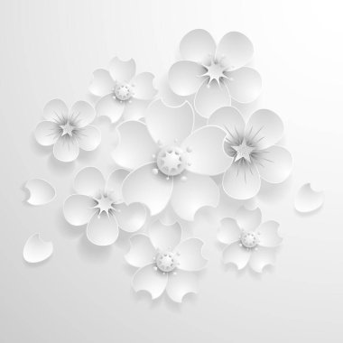 Kağıt sanatının çiçek arkaplanı. Origami çiçeği. Vektör deposu