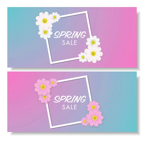 Spring Sale Background Beautiful Flower Pastell Vector Illustration Template Banners — Stock Vector