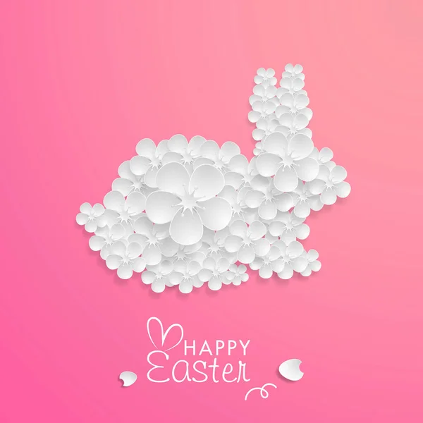 Easter Day Bunny Paper Art Background Origami Flower Vector Stock — Stock Vector